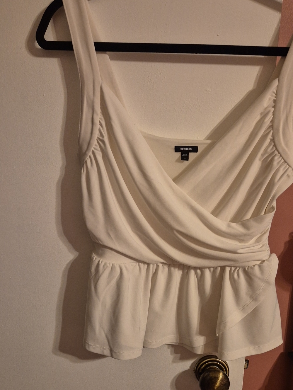Express Cream Surplice Peplum Camisole